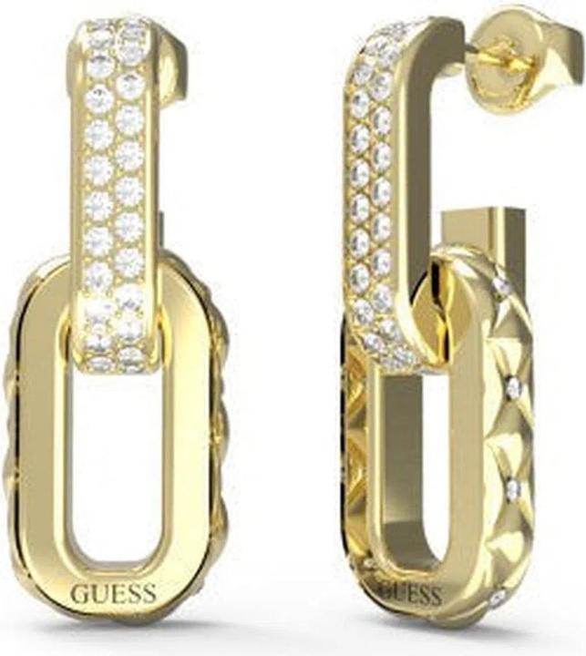 Guess 30MM MATELASSE PAVE DBL LINK EA Ohrringe (Edelstahl)