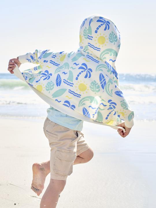 Actual product image Vertbaudet Boys' hooded sweat jacket with all-over surfer prints (98)
