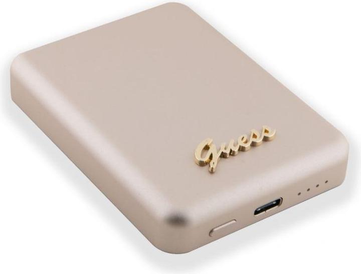 Produktbild Guess Powerbank indukcyjny 15W GUPBM5ALGSGD 5000mAh złoty/gold MagSafe Metal Script Logo (5000 mAh, 15 W)