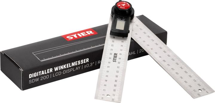 Produktbild Stier Digitaler Winkelmesser SDW 200 LCD-Display ±0,3° rostfreier Stahl 200 mm