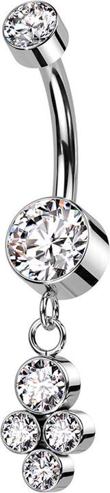 Immagine prodotto Star Piercing Banana filo interno argento due cilindri cristallo argento ciondolo quattro cristalli argento (senza ottone, Titanio G23)