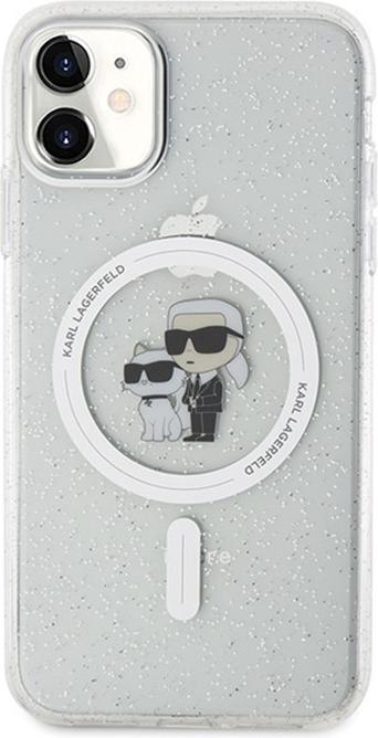 Actual product image Karl Lagerfeld KLHMN61HGKCNOT iPhone 11 / Xr 6.1" transparent hardcase Karl&Choupette Glitter MagSaf (Apple iPhone 11, Apple iPhone XR)