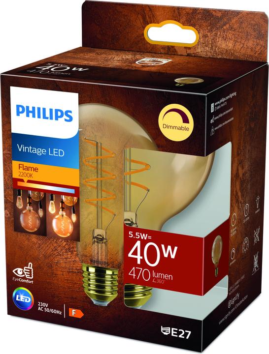 Actual product image Philips Amber (E27, 5.50 W, 470 lm, 1 x, F)