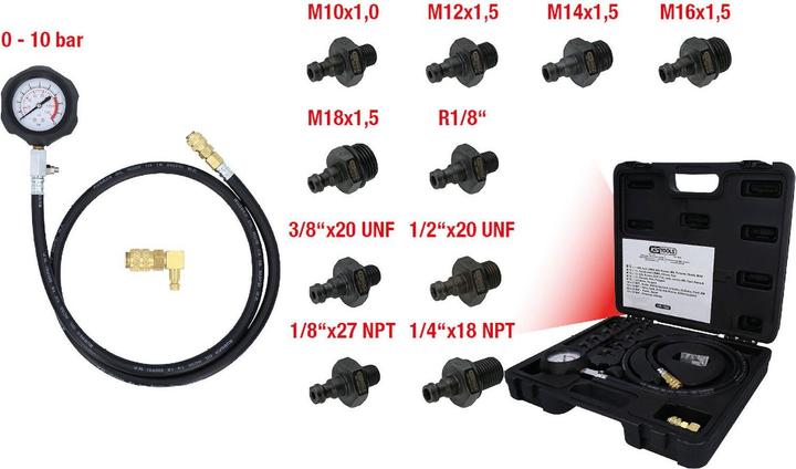 Produktbild KS Tools Öldruck-Prüfgerät, 12-tlg, 0-10bar