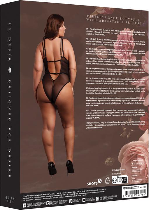 Produktbild Le Désir Wireless Lace Bodysuit with Adjustable Sliders - Plus Size - Black (Plus Size)