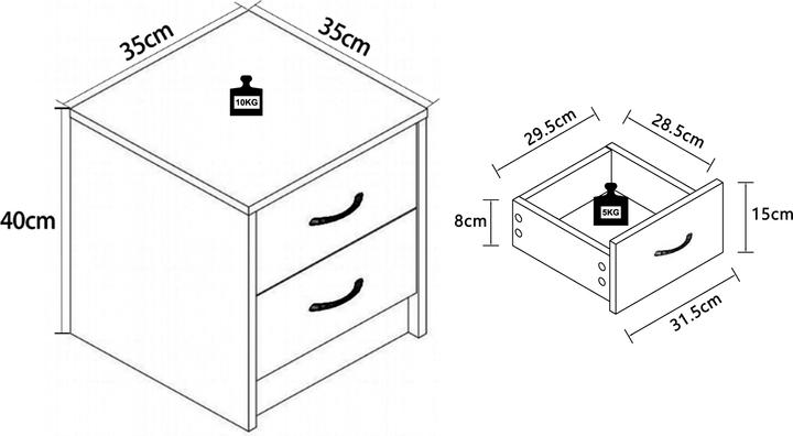 Produktbild VCM Holz Nachtschrank Boxal Mini mit Schublade (30 x 35 x 40 cm)