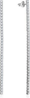 Beneto Long silver earrings with zircons AGUV2672 - Length: 8 cm (L)