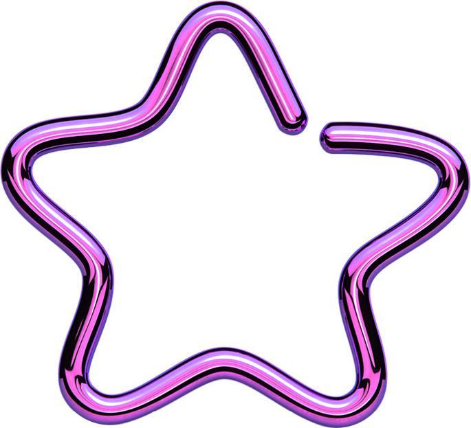 Star Piercing Micro Piercing Ring Stern violett mit Titanium Schicht (Chirurgenstahl 316L, ohne Messing)