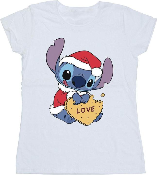 Disney Lilo And Stitch Christmas Love Biscuit TShirt (XL)