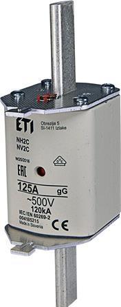 Immagine prodotto Csdk SL Fusibile NH2C 125A gG, 500V AC, potere d'interruzione 120kA, standard IEC 60269-1, IEC 60269-2, con