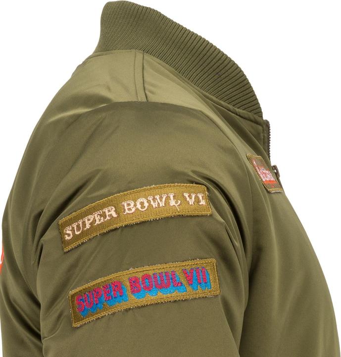 Immagine prodotto Mitchell & Ness Bomber in raso M&N - PATCHES Miami Dolphins oliva - L (L)