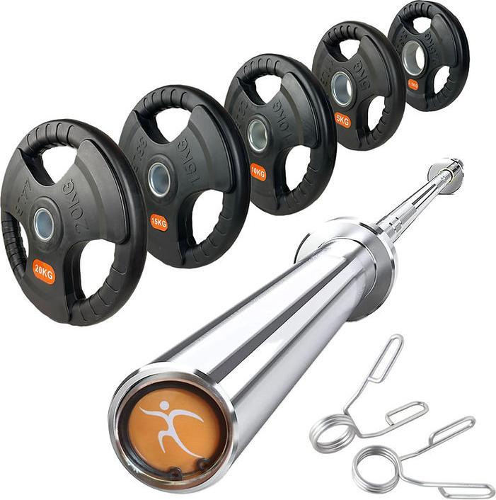 Produktbild FlexAthletix Hantelscheiben Set & Langhantel (2 x 10 kg, 2 x 5 kg, 2 x 2.5 kg, 2 x 20 kg, 2 x 15 kg)