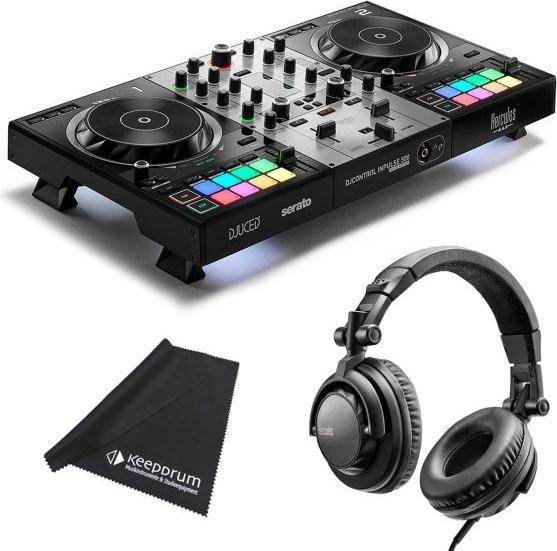 Hercules DJ Controller Inpulse 500 Silver Edition mit DJ45 Kopfhörer und Tuch