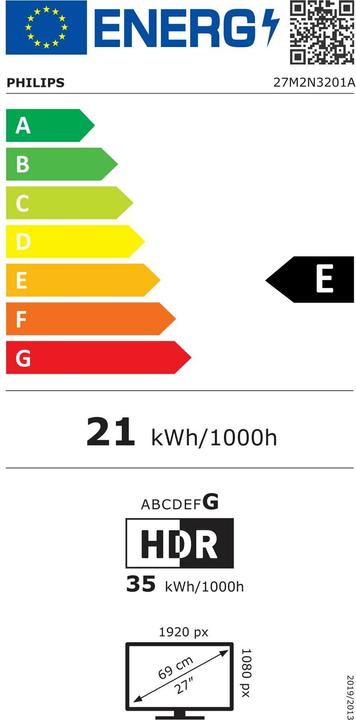 Energy Label Philips Evnia 27M2N3201A - 27 inch Full (1920 x 1080 pixels, 27")
