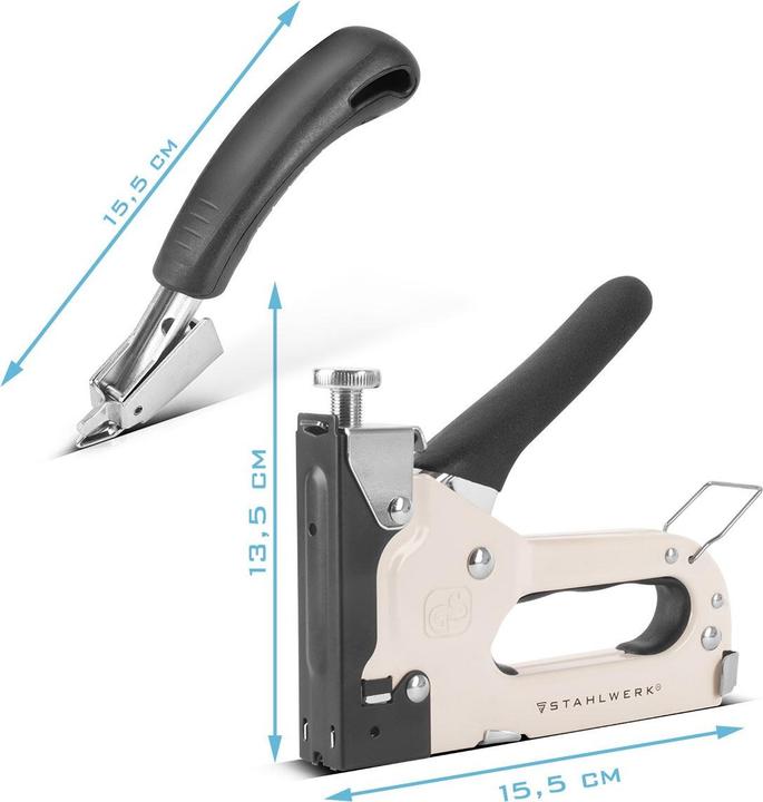 Produktbild Stahlwerk Handtacker Set mit Tacker Klammerentferner + 1500 Klammern und Nägel