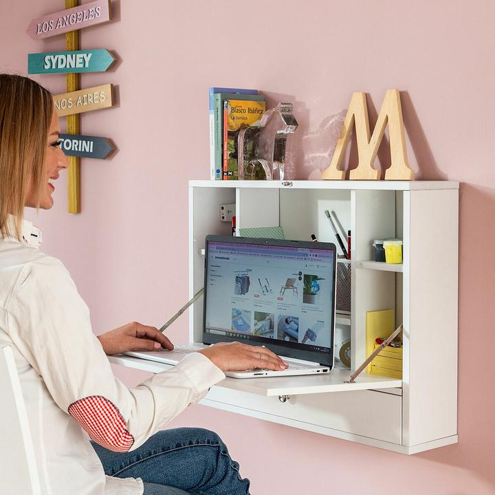 Actual product image JTI Folding wall desk with shelves and drawer (60 x 50 x 50 cm)