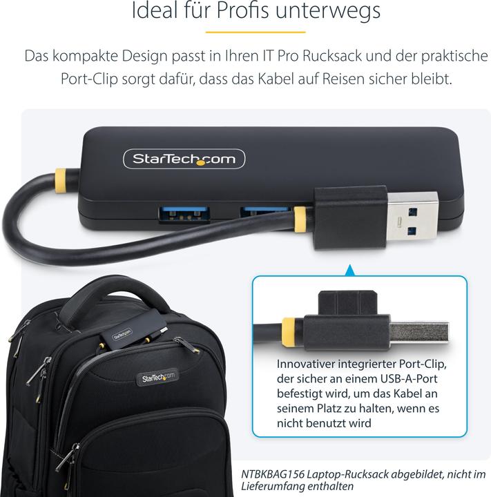 Produktbild StarTech 4-Port USB-A Hub 5gbps Portable Powered Nms Ns Ctlr (USB-A, 4 Ports)