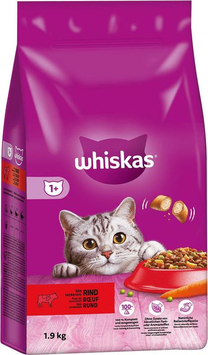 Produktbild Whiskas Trockenfutter Rind (Adult, 1 Stk., 1955 g)