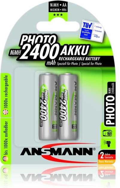 Actual product image Ansmann NiMH-Akku Mignon 2400mAh Photo 2er Blister (2 pcs., AA, 2400 mAh)