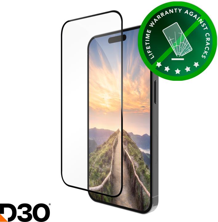 Actual product image dbramante1928 eco-shield D3O - iPhone 16/15 - Black Edge, Apple, iPhone 16/15, Dust resistant, Scrat (1 Piece, Apple iPhone 16)