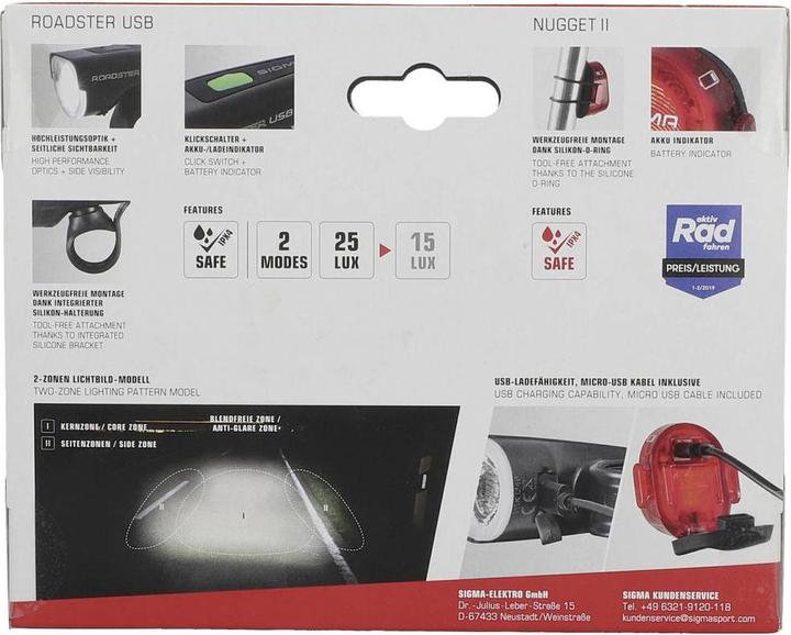 Image du produit Sigma Sport Kit d'éclairage Roadster USB/Nugget II