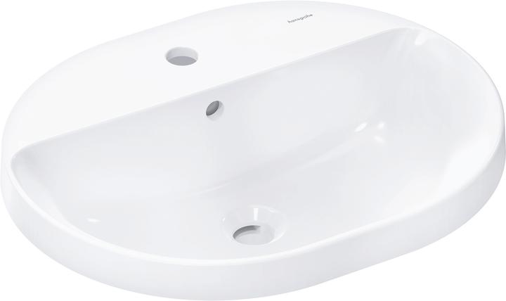 hansgrohe Xuniva U Einbauwaschtisch, SmartClean, mit Überlauf, 1 Hahnloch, 550x450mm, weiss (550 mm)