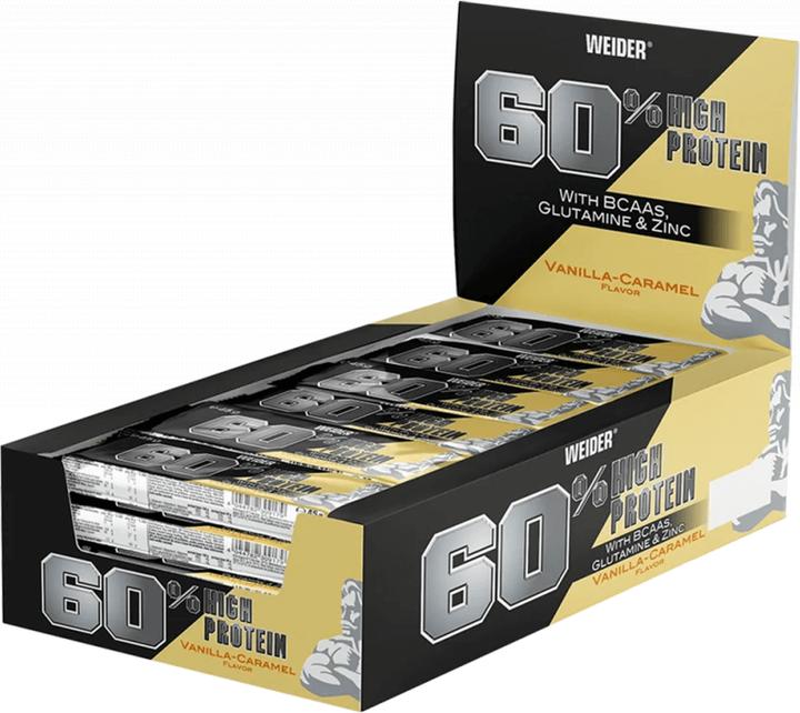 Image du produit Weider Barre protéinée 60% (24 x 45g) (Vanille, Caramel, 24 pcs, 1000 g)