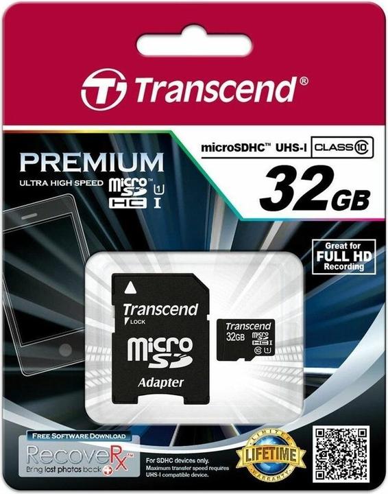 Actual product image Transcend Premium 400x (32 GB, microSDHC, U1, UHS-I)