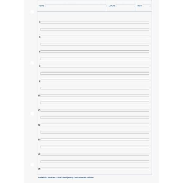 Image du produit Bloc de travail Kieserblock perforé DIN A4 ligné Règle 3ème année scolaire (A4, À rayures, Non contraignant)