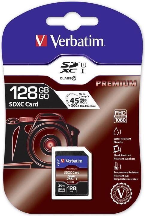 Produktbild Verbatim SDXC Card Class 10 Premium (128 GB, SDXC, U1, UHS-I)