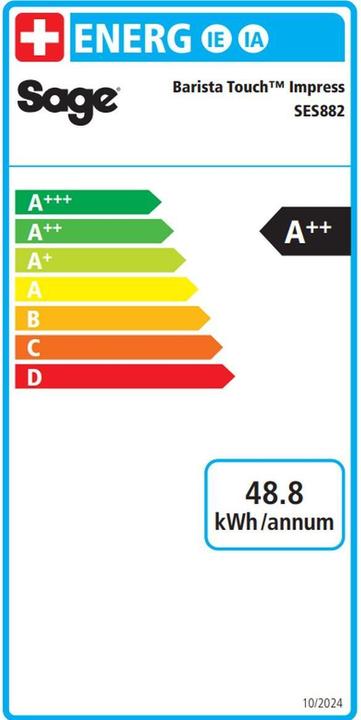 Energy Label Sage The Barista Touch Impress Cold (CH plug)