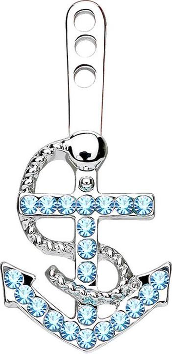 Star Piercing Ohrring Ear Jacket silber mit Kristallanker aqua