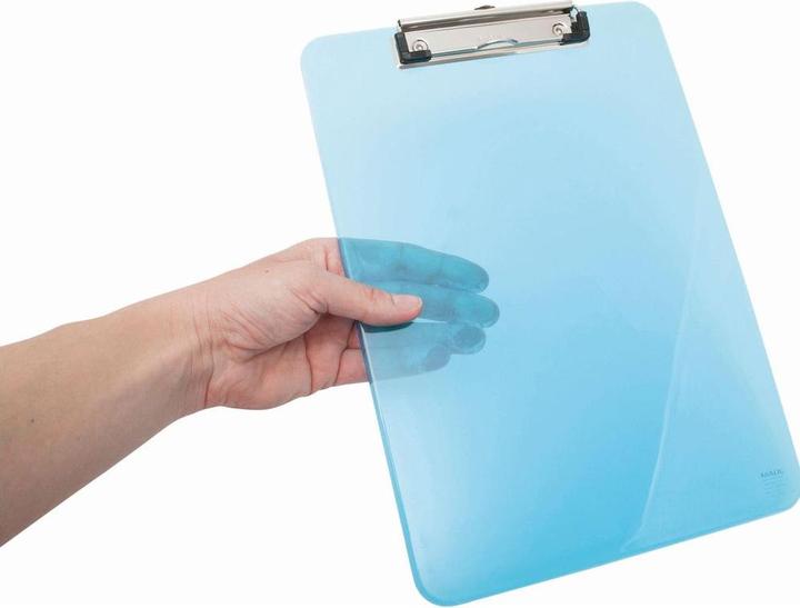 Actual product image Maul Clipboard neon, DIN A4, transparent-blue plastic, flat, nickel-plated clip terminal (22.6 x 31.8 cm)
