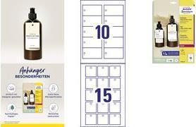 Produktbild Avery Zweckform Anhänger, Karton, 185 g/qm, 50 x 50 mm, weiss extra feine Mikroperforation, beidseitig bed