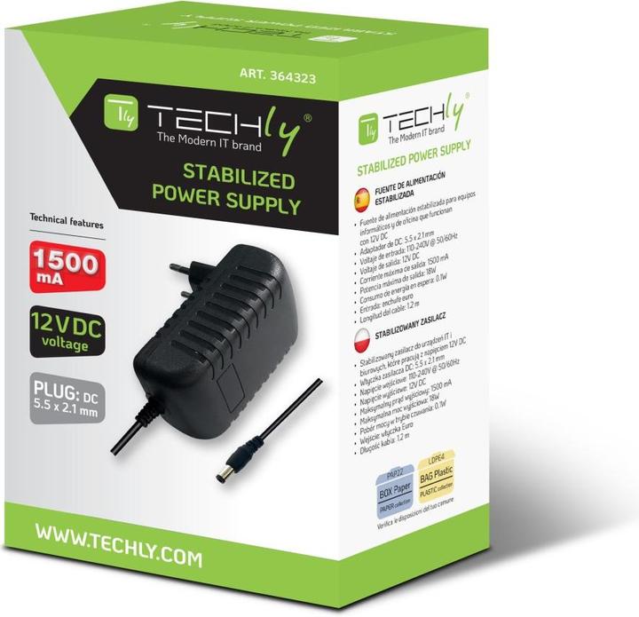 Actual product image Techly Power Supply 12V 1500mA