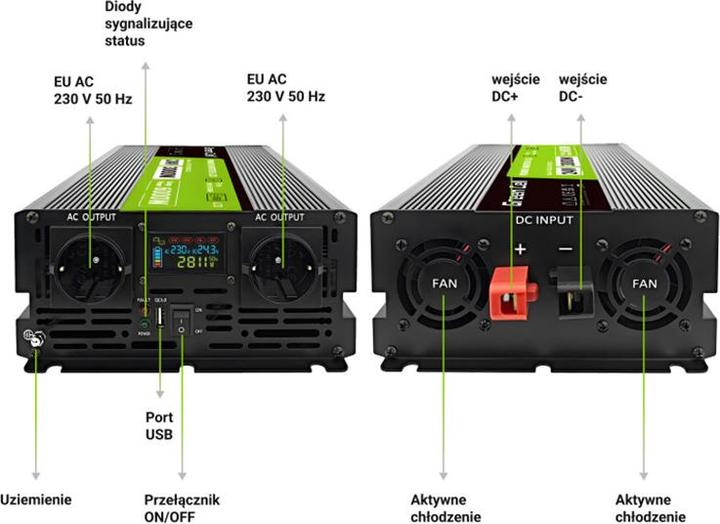 Immagine prodotto GreenCell Przetwornica LCD /6000W Czysty sinus z wywietlaczem