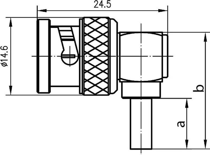 Produktbild Telegärtner BNC-Kabelwinkelstecker Crimp G13, G50 75 Ohm, löt/crimp, A0504, G13 (0.4/2.5)