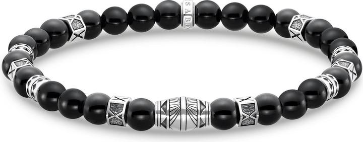 Thomas Sabo Armband mit Schwarzen Onyx Beads Silber (15.50 cm, Geschwärzt, 925 Sterlingsilber)