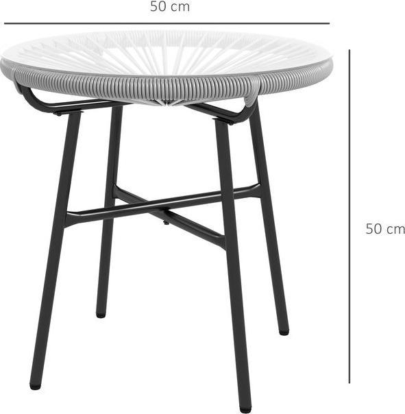 Produktbild Swisshandel24 Ratten Beistelltisch, Bistrotisch, Kaffeetisch mit Glastischplatte, Runder Gartentisch, für Terrasse