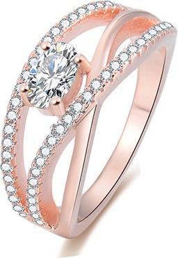 Beneto Pink gold plated silver ring with AGG331 zircons - Circuit: 52 mm (L) (52)