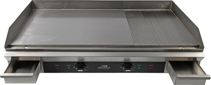 Image du produit Mayfair Plaque grillade 90 1/3 rainurée 230V/5400W connecteur Suisse T 23+T12 922x520x230 mm Inox-de-luxe