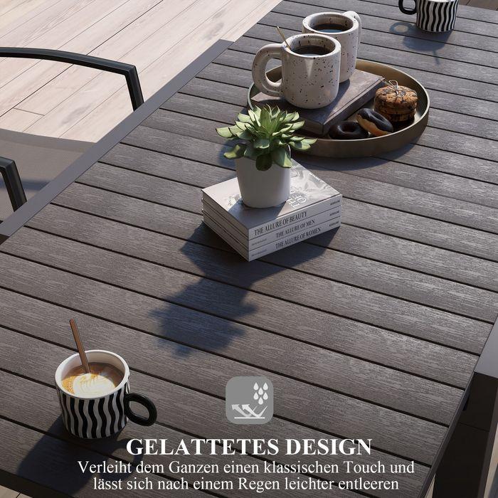 Produktbild Swisshandel24 Gartentisch Esstisch für 6 Personen Erweiterbar bis 70 belastbar Aluminium Grau 81/162x80x75cm (81 cm)