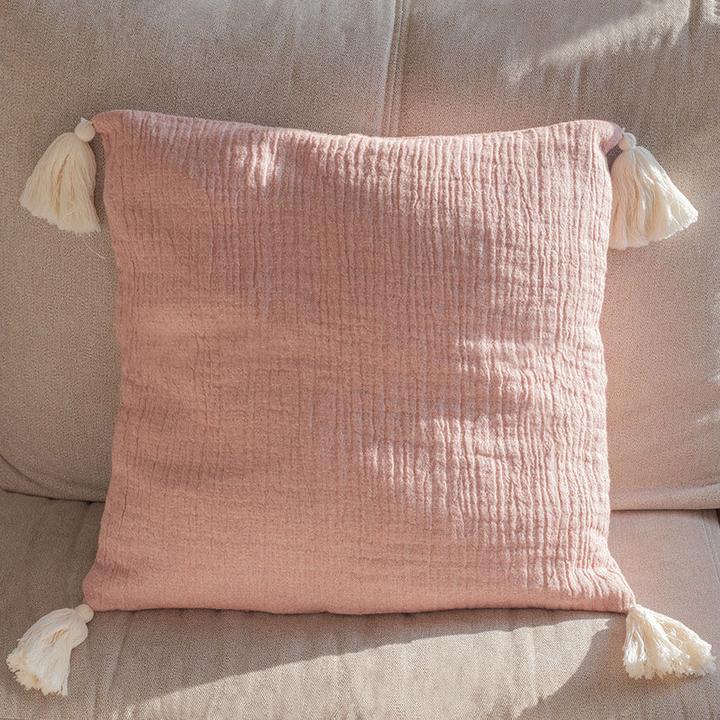 Produktbild Jean & Len Jean&Len Kissenbezug mit Quasten 45 cm x 45 cm, Rosa (45 x 45 cm)