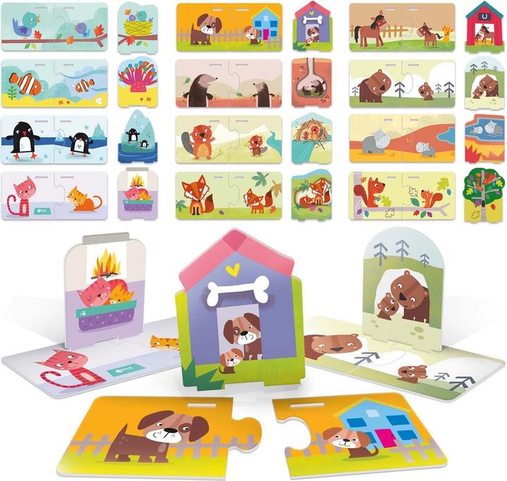Tiere und Gewohnheiten Puzzlespiel (Deutsch, Englisch, Italienisch, Französisch)