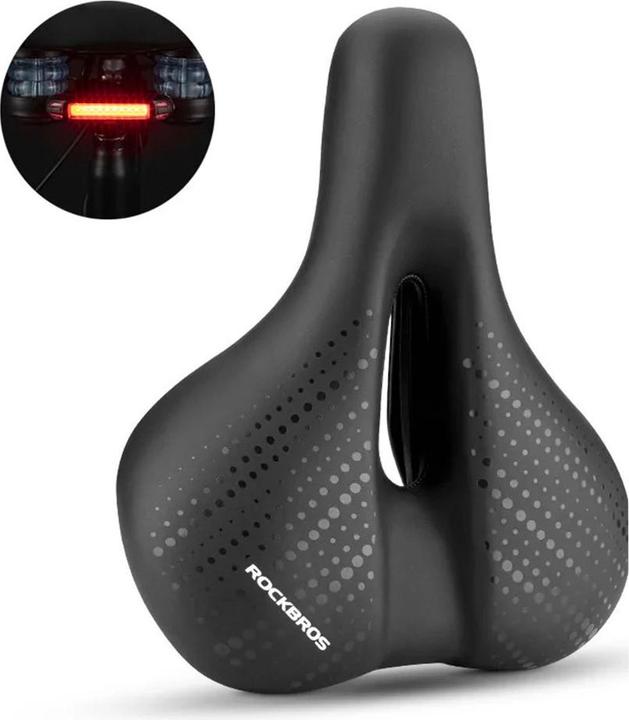 Rockbros 38218916002 MTB bicycle saddle + lamp - black