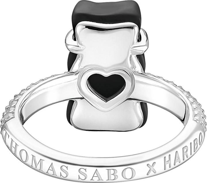 Thomas Sabo Ring mit schwarzem Goldbären und Steinen
