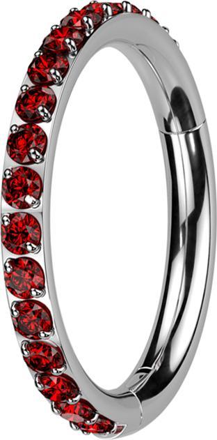 Image du produit Star Piercing Micro Segmentring klappbar silber seitlich Kristalle rot (sans laiton, Titane G23)