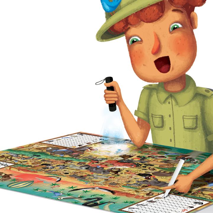Produktbild Game Explore Safari mit Taschenlampe (70 Teile)