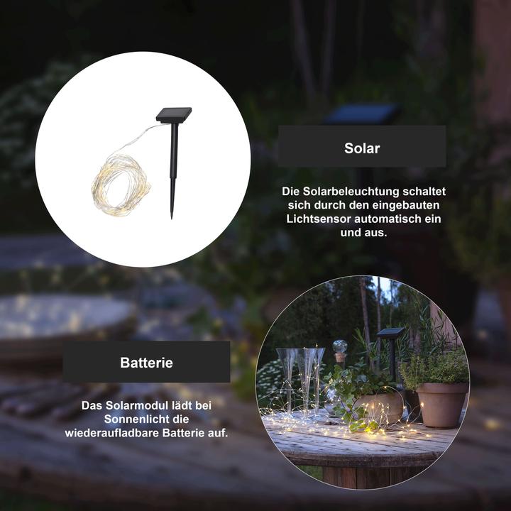 Produktbild Star Trading Lichterkette SOLAR DEW DROP Silber Transparent (19.90 m)