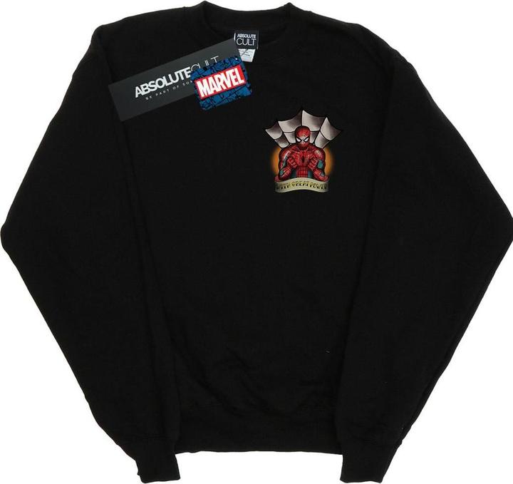 Actual product image Mens Spider-Man Tattoo Breast Print Sweatshirt (L)